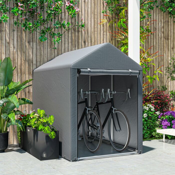 Outsunny 1.2 X 1.8m Garden Storage Shed Tent, Portable Shed With Roll-up Door For Motorcycle, Bike, Garden Tools