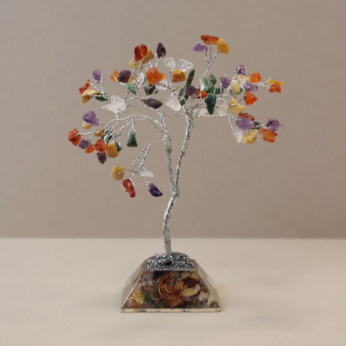 Gemstone Tree With Orgonite Base - 80 Stone - Multi