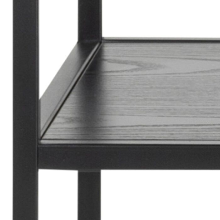 Seaford Console Table With 2 Shelves In Black And Oak