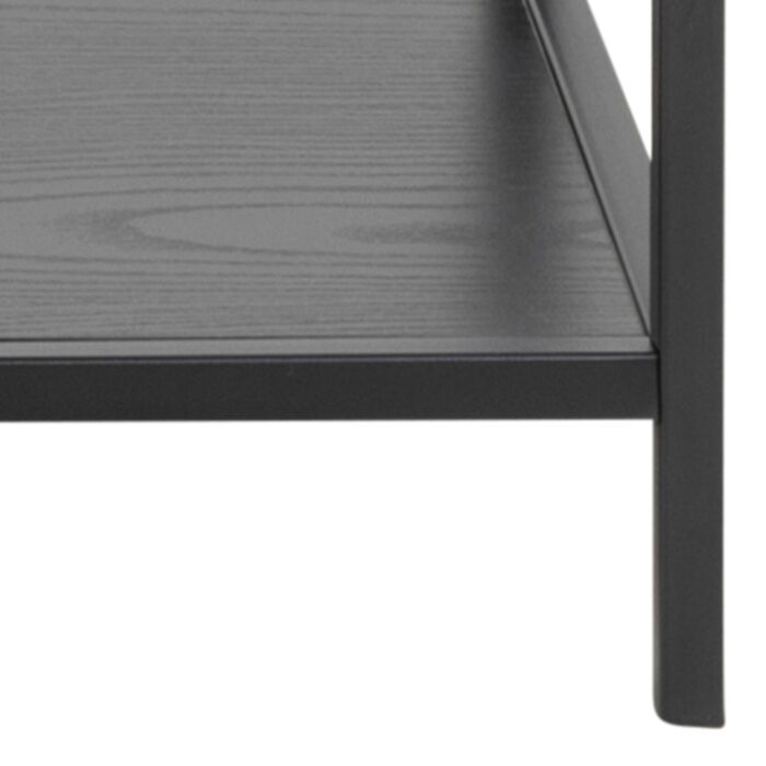 Seaford Console Table With 2 Shelves In Black And Oak