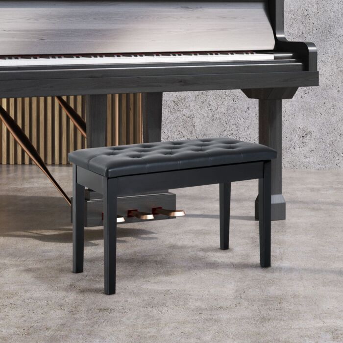 Homcom Pu Leather Upholstered Piano Stool Makeup Stool Bench Dressing Table Seat With Storage 76x36x50cm, Black