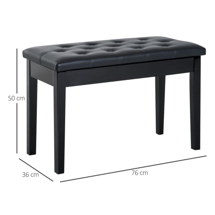 Homcom Pu Leather Upholstered Piano Stool Makeup Stool Bench Dressing Table Seat With Storage 76x36x50cm, Black