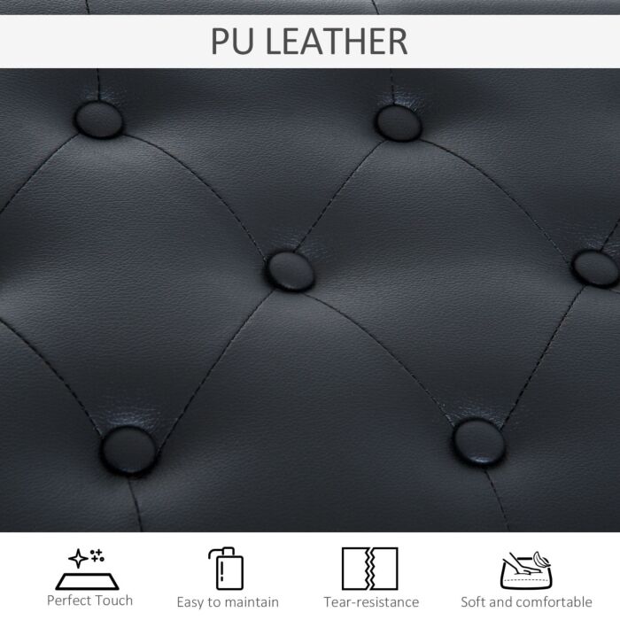 Homcom Pu Leather Upholstered Piano Stool Makeup Stool Bench Dressing Table Seat With Storage 76x36x50cm, Black