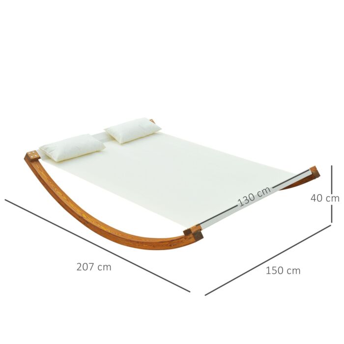 Outsunny Rocking Double Sun Lounger W/ Wooden Frame-white