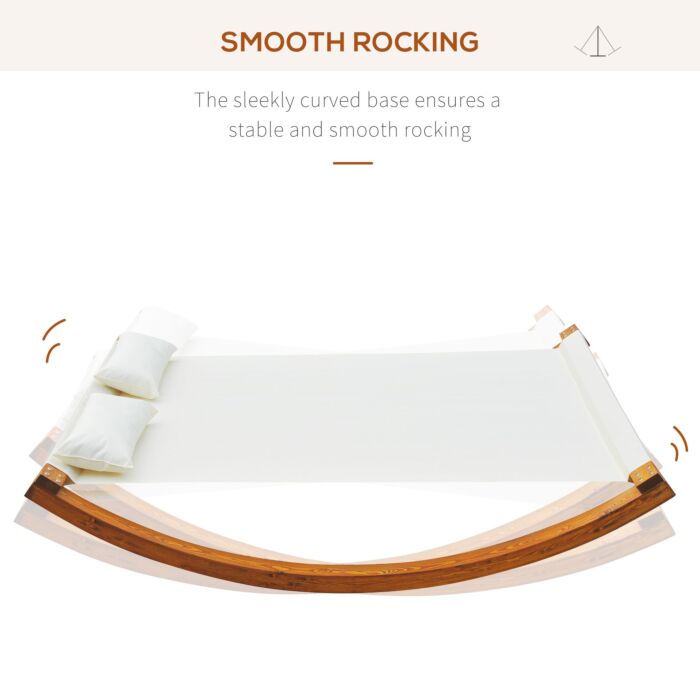 Outsunny Rocking Double Sun Lounger W/ Wooden Frame-white