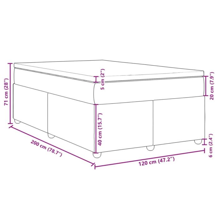 Vidaxl Box Spring Bed With Mattress Dark Brown 120x200 Cm Fabric