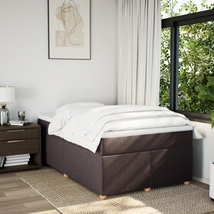 Vidaxl Box Spring Bed With Mattress Dark Brown 120x200 Cm Fabric