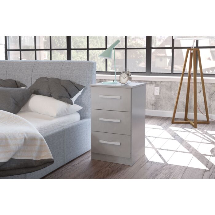 Lynx 3 Drawer Bedside Grey