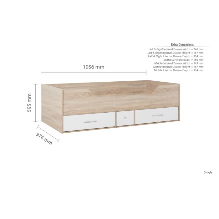 Camden Cabin Bed White & Oak Effect