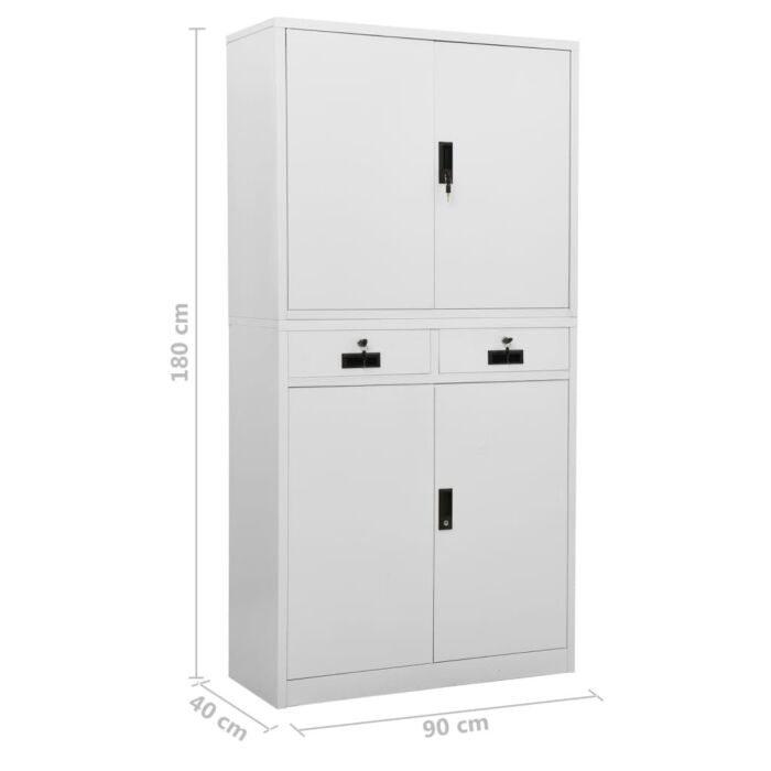 Vidaxl Office Cabinet Light Grey 90x40x180 Cm Steel