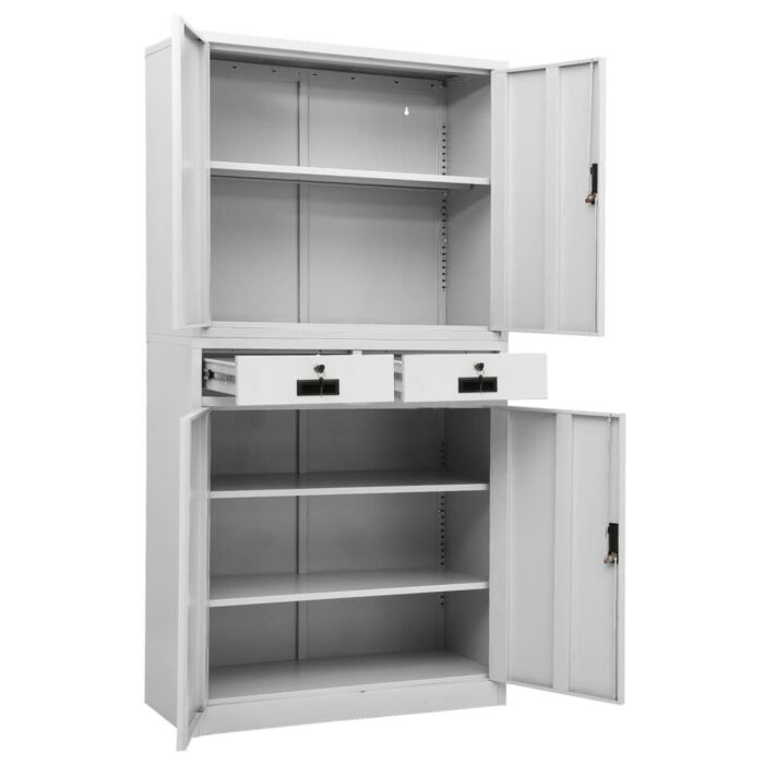 Vidaxl Office Cabinet Light Grey 90x40x180 Cm Steel