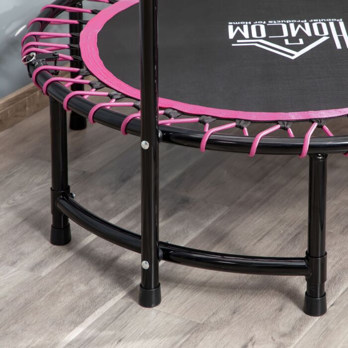 Homcom 45" Round Mini Trampoline Rebounder Jumper With Adjustable Handle - Pink