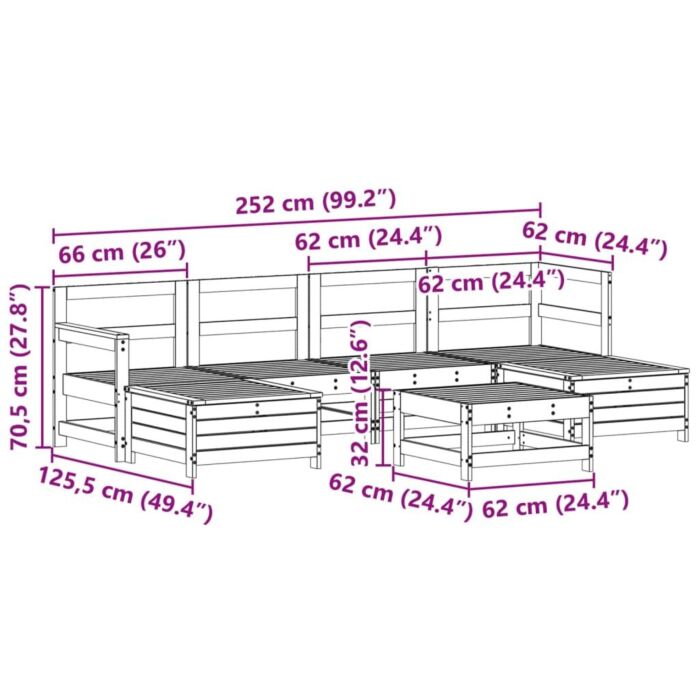 Vidaxl 7 Piece Garden Sofa Set Solid Wood Pine