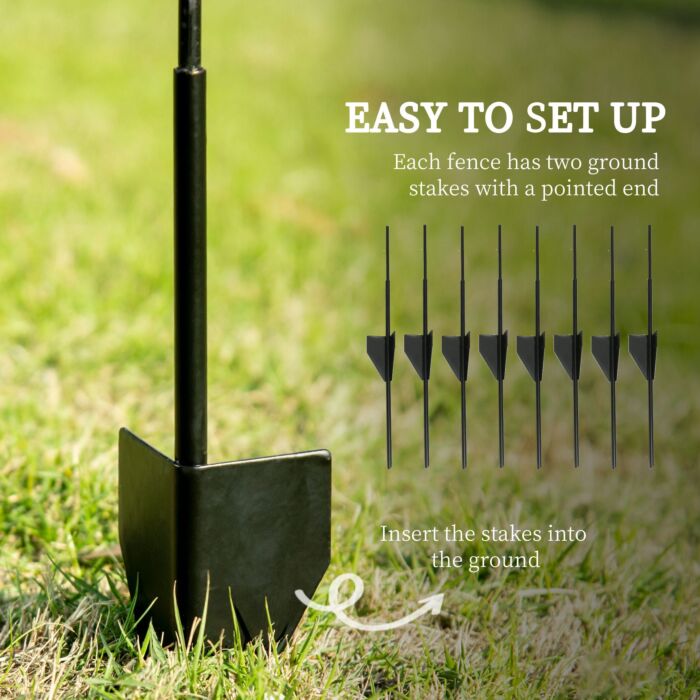 Outsunny Steel Decorative Swirls Outdoor Picket Fence Panels Set Of 4, Black