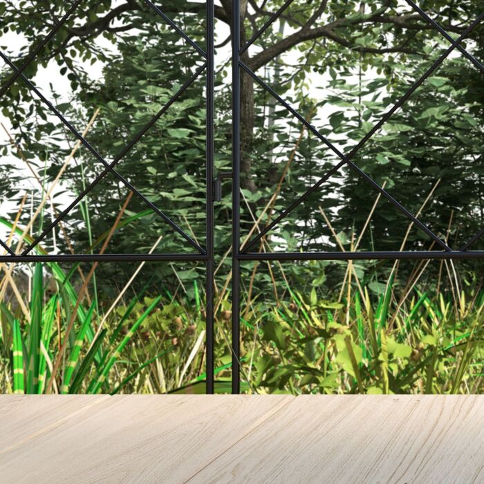 Outsunny Steel Decorative Swirls Outdoor Picket Fence Panels Set Of 4, Black