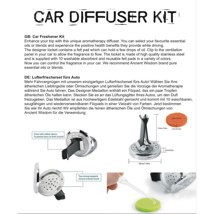 Car Diffuser Kit - Angel Wings - 30mm