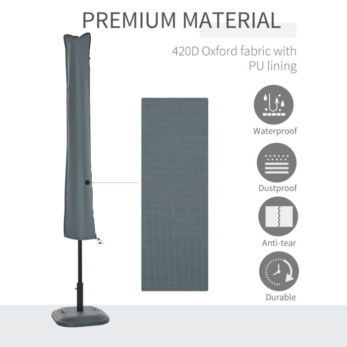 Outsunny Garden Offset Umbrella Parasol Waterproof Cover-grey
