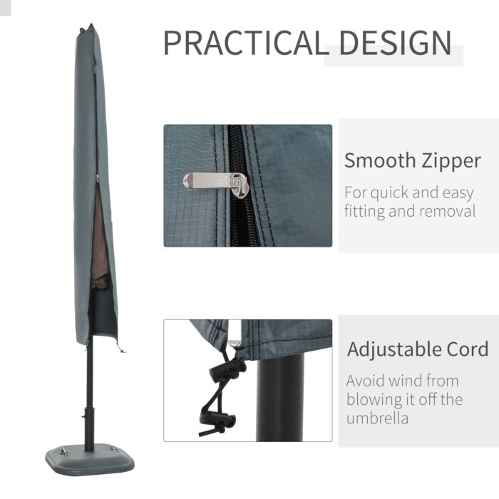 Outsunny Garden Offset Umbrella Parasol Waterproof Cover-grey