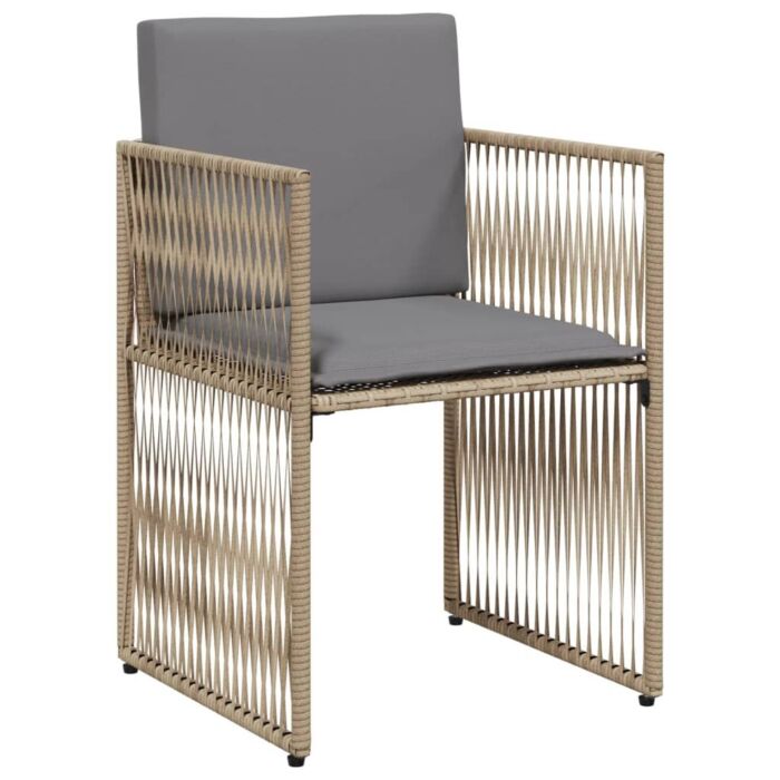 Vidaxl 7 Piece Garden Dining Set With Cushions Beige Poly Rattan