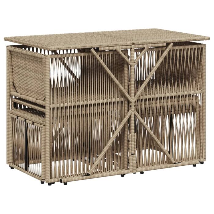 Vidaxl 7 Piece Garden Dining Set With Cushions Beige Poly Rattan
