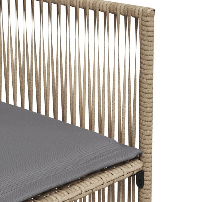 Vidaxl 7 Piece Garden Dining Set With Cushions Beige Poly Rattan