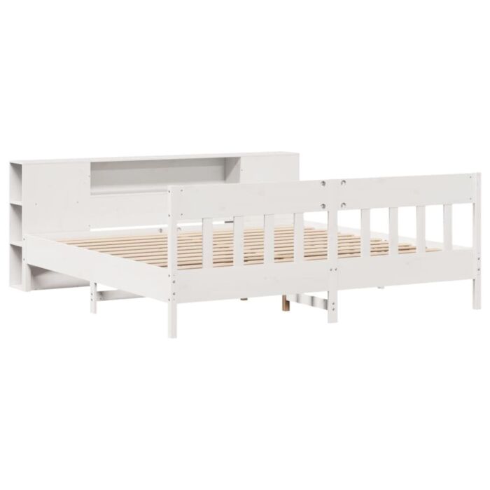 Vidaxl Bookcase Bed Without Mattress White 180x200 Cm Super King Solid Wood Pine