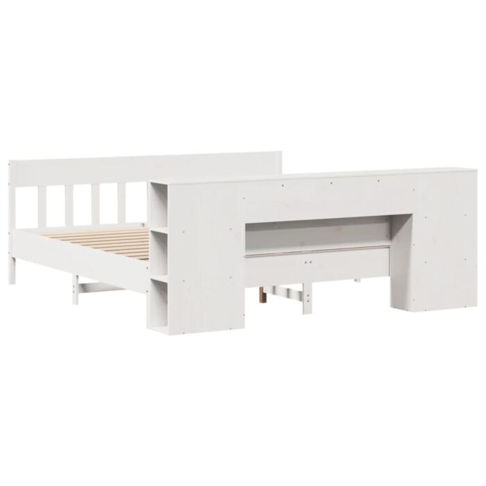 Vidaxl Bookcase Bed Without Mattress White 180x200 Cm Super King Solid Wood Pine