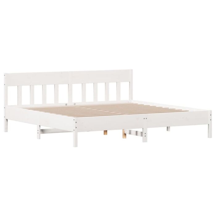 Vidaxl Bookcase Bed Without Mattress White 180x200 Cm Super King Solid Wood Pine
