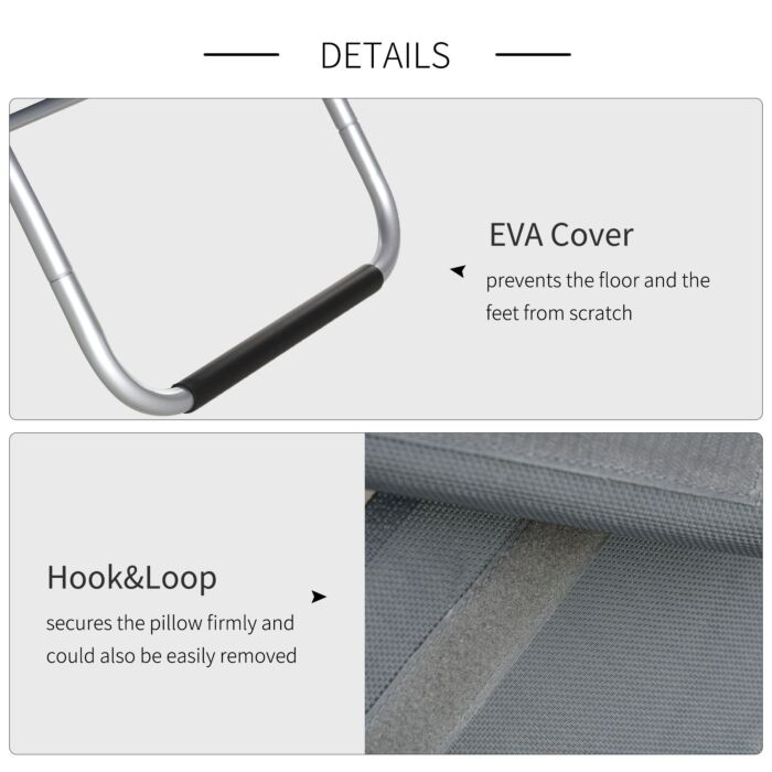 Outsunny Ergonomic Lounger Chair Portable Armchair With Removable Headrest Pillow For Garden Patio Outside All Aluminium Frame Dark Grey