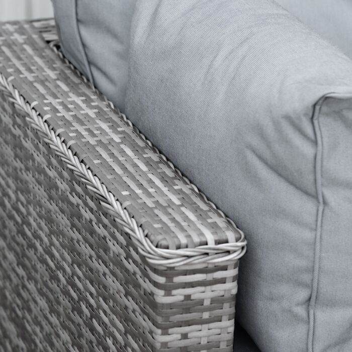 Outsunny 6-seater Outdoor Rattan Wicker Sofa Set Half Round Patio Conversation Furniture Set W/ Cushions Grey