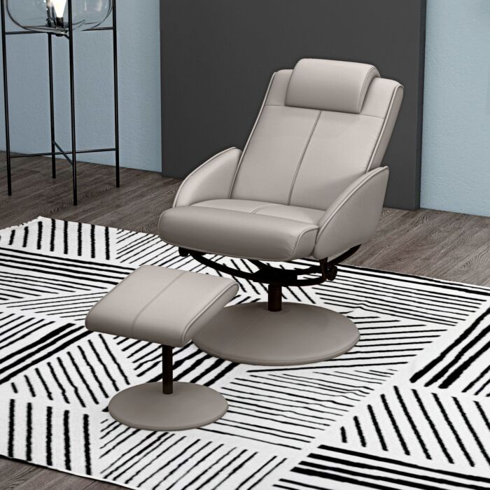 Homcom Adjustable Pu Leather Recliner Swivel Executive Reclining Chair High Back Armchair Lounge Seat With Footrest Stool