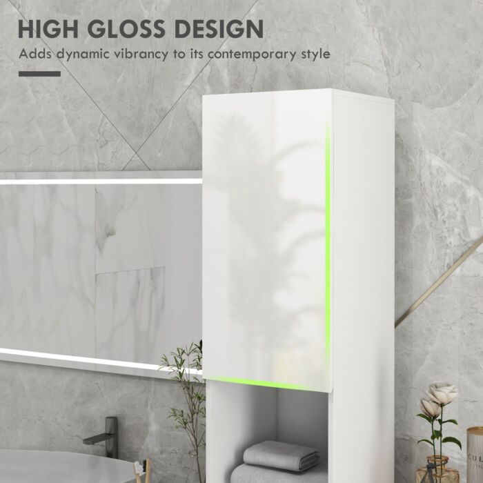 Kleankin Multi-storage Slim Bathroom Cabinet - High Gloss White