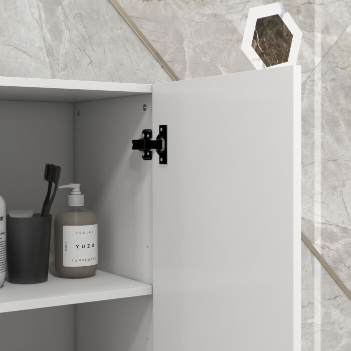 Kleankin Multi-storage Slim Bathroom Cabinet - High Gloss White