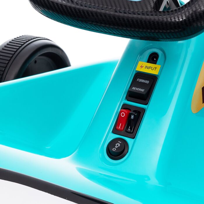 Aiyaplay 6v Electric Go Kart For Kids With Music, Light, Horn, For 3-5 Years, Blue
