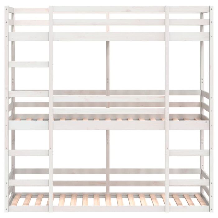 Vidaxl Tripe Bunk Bed White 90x200 Cm Solid Wood Pine