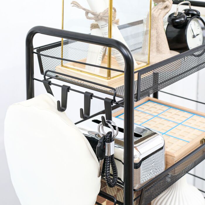 Homcom 5 Tier Utility Rolling Cart, Metal Storage Cart, Kitchen Cart With Removable Mesh Baskets, Laundry, Garage And Bathroom, Black