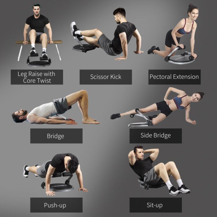 Homcom Abs Trainer, Ab Machine, Abs Workout Equipment, Whole Body Exercise Equipment For Home Gym