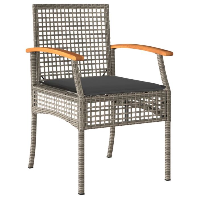 Vidaxl 5 Piece Garden Dining Set With Cushions Grey Poly Rattan