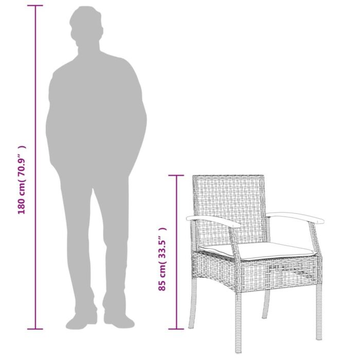 Vidaxl 5 Piece Garden Dining Set With Cushions Grey Poly Rattan