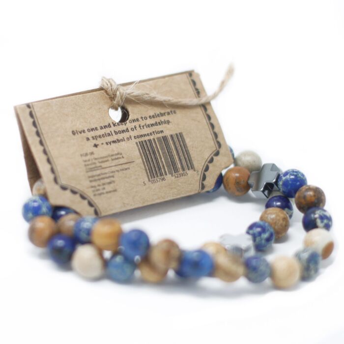 Set Of 2 Gemstones Friendship Bracelets - Support - Sodalite & Picturestone