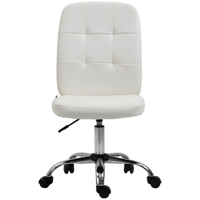 Vinsetto Armless Office Chair Faux Leather Desk Chair With Adjustable Height White