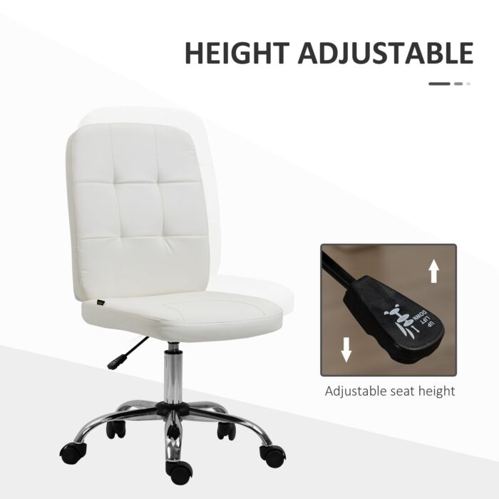 Vinsetto Armless Office Chair Faux Leather Desk Chair With Adjustable Height White