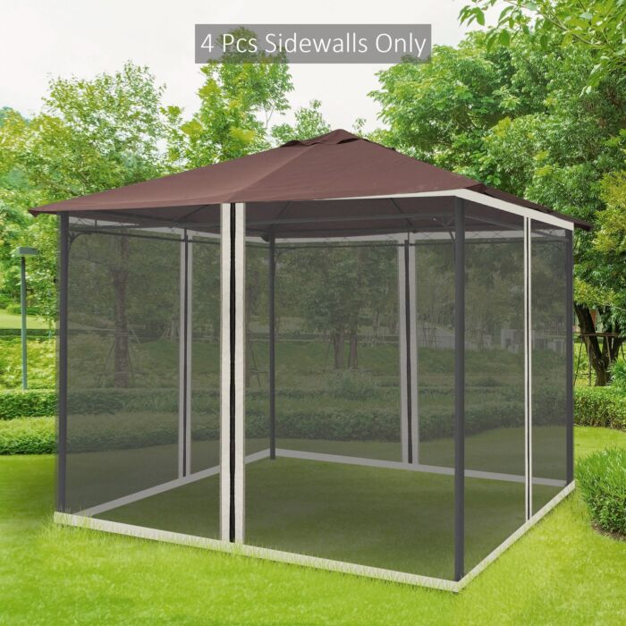 Outsunny Replacement Mesh Mosquito Netting Screen Walls For 10 X 10ft Patio Gazebo, 4-panel Sidewalls With Zippers (wall Only, Canopy Not Included)