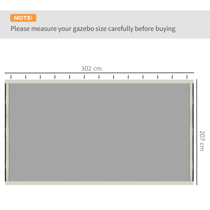 Outsunny Replacement Mesh Mosquito Netting Screen Walls For 10 X 10ft Patio Gazebo, 4-panel Sidewalls With Zippers (wall Only, Canopy Not Included)