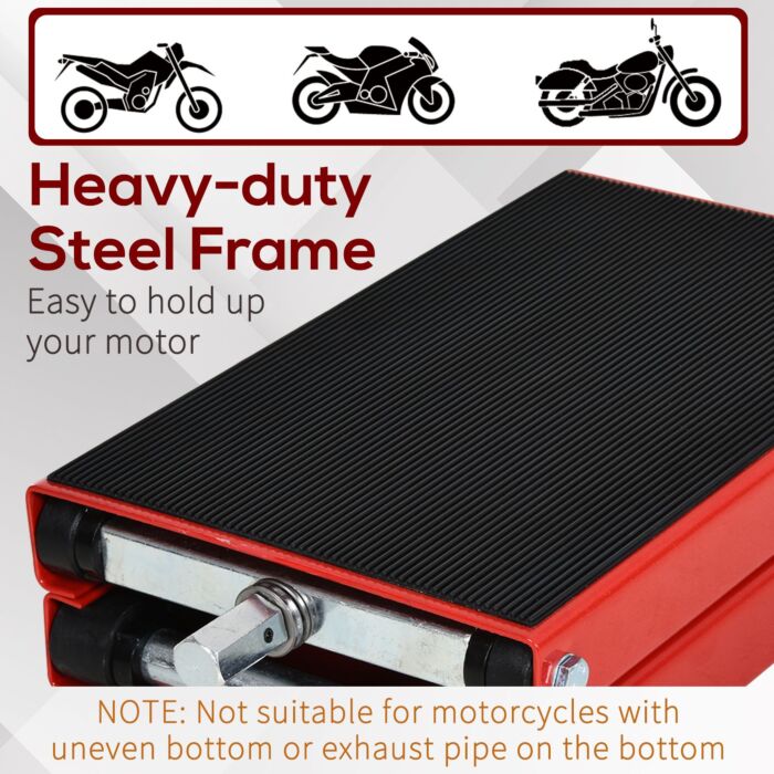Durhand Steel Manual Repair Motorcycle Lift Platform Red