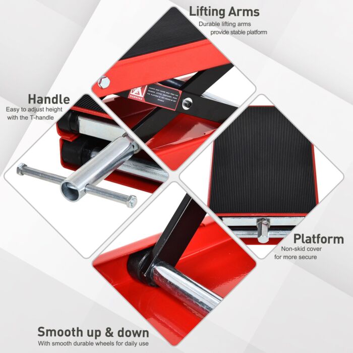 Durhand Steel Manual Repair Motorcycle Lift Platform Red