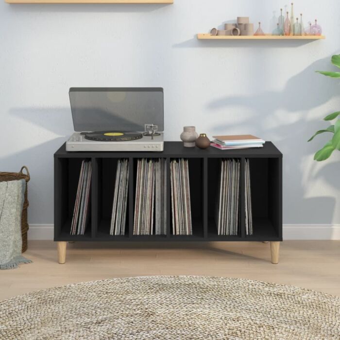 Vidaxl Record Cabinet Black 100x38x48 Cm Engineered Wood