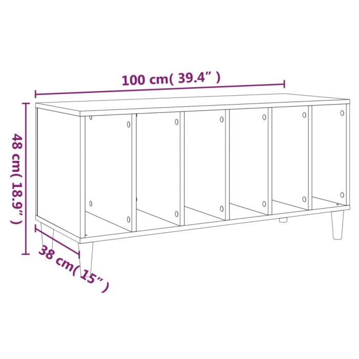 Vidaxl Record Cabinet Black 100x38x48 Cm Engineered Wood