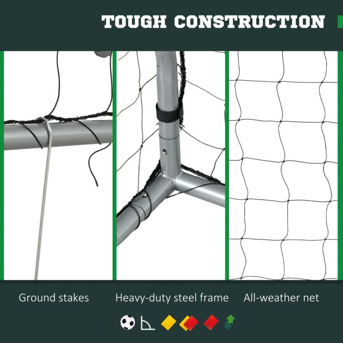 Sportnow 8ft X 5ft Football Goal, Set Of 2 Football Net For Garden, Training Goal With Ground Stakes, Steel Frame