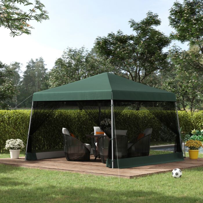 Outsunny 3.6m X 3.6m Pop Up Steel Frame Garden Gazebo Green